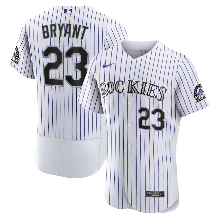 Men Colorado Rockies #23 Kris Bryant Nike White Authentic Player MLB Jersey->women mlb jersey->Women Jersey